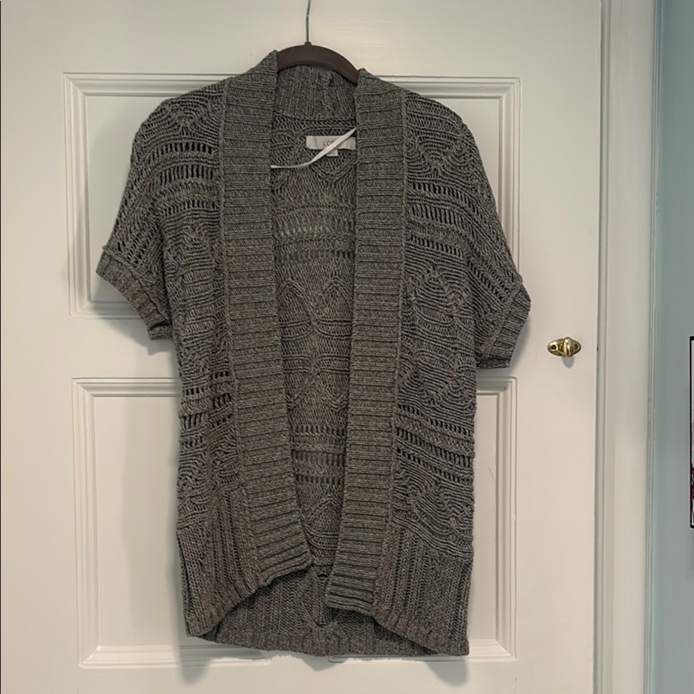 LOFT Charcoal Open-Front Cardigan